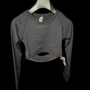 Brand New ( L ) Mono B Black - Newport Cutout Back Long-Sleeve Crop Top